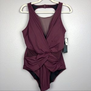 NWT One Piece Swimsuit with Mesh Accents - 20W